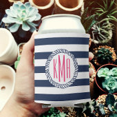 Nautical Pink Stripe & Navy Anchor Specialized Blikjeskoeler