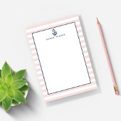 Nautical Pink Stripe & Navy Anchor Specialized Post-it® Notes