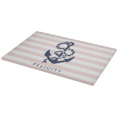 Nautical Pink Stripe & Navy Anchor Specialized Snijplank (Hoek)