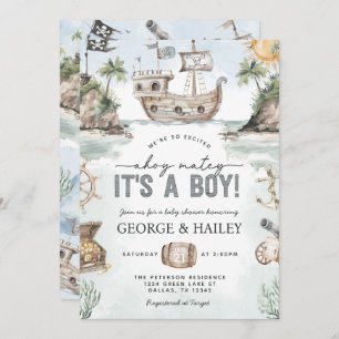 Nautical Pirate Baby shower Invitation Kaart