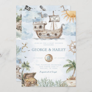 Nautical Pirate Baby shower Invitation Kaart