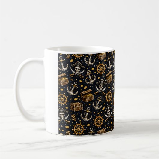 Nautical Pirate Pattern Coffee Mug (Gauche)