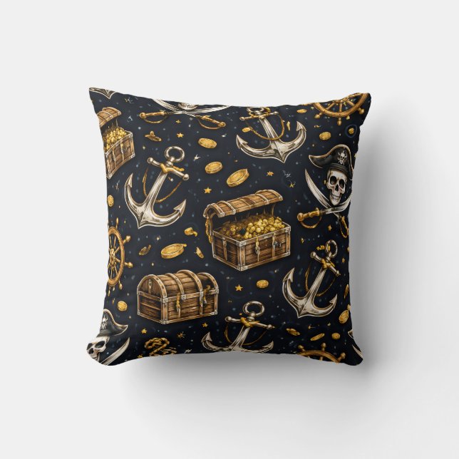 Nautical Pirate Pattern Pillow Kussen (Voorkant)
