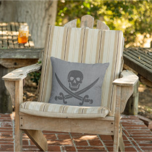 Nautical Pirate Skeleton in Grey Buitenkussen