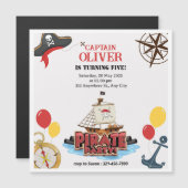 Nautical Pirate Zee Verjaardag Magnetische Kaarten (Voorkant / Achterkant)
