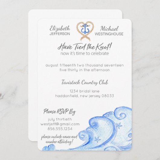 Nautical Post Mariage Party Invitation (Devant / Derrière)