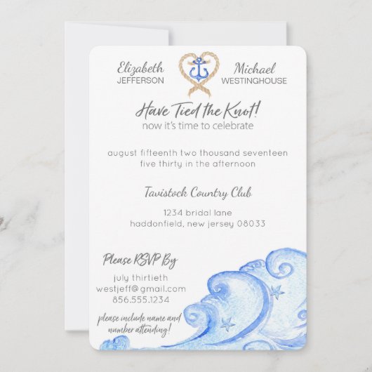 Nautical Post Mariage Party Invitation (Devant)