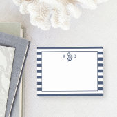 Nautical Preppy Stripe & Anchor Monogram Post-it® Notes