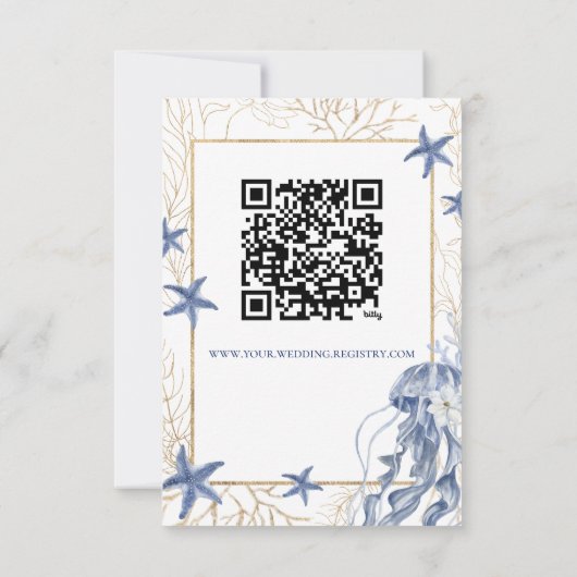 Nautical QR Code Wedding Registry Card RSVP Kaartje (Achterkant)