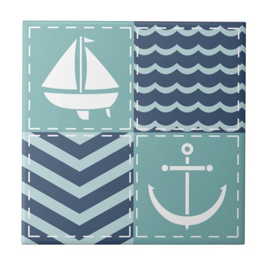 Nautical Quilt Tile Tegeltje (Voorkant)