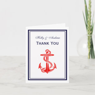 Nautical Red Anchor Navy Cadre 2V Merci