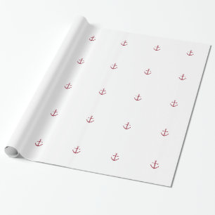 Nautical Red Anchor Wrapping Paper Cadeaupapier