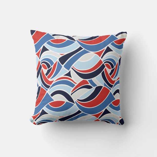 Nautical Red and Blue Abstract Design Sierkussen (Voorkant)