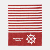 Nautical Red and White Stripes Fleece Deken (Voorkant)