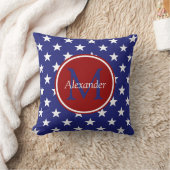 Nautical Red Blue Stars Monogram Kussen (Deken)