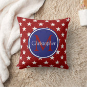 Nautical Red Blue Stars Monogram Kussen (Deken)