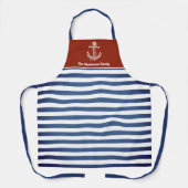 Nautical Red en Navy Striped gepersonaliseerd Schort (Voorkant)