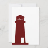 Nautical Red Lighthouse Wedding Venue Invitations Kaart (Achterkant)