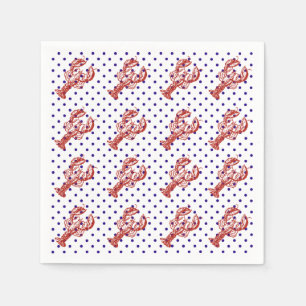 Nautical Red Lobster & Blue Stippen Servetten