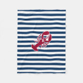 Nautical Red Lobster Monogram Blue White Stripe St Fleece Deken (Voorkant)