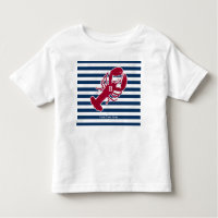 Nautical Red Lobster Monogram Blue White Stripe St