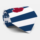 Nautical Red Lobster Monogram Blue White Stripe St Stropdas (Opgerold)