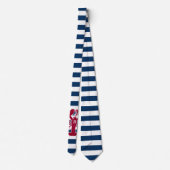 Nautical Red Lobster Monogram Blue White Stripe St Stropdas (Achterkant)