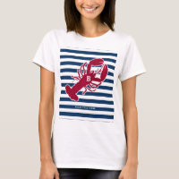Nautical Red Lobster Monogram Blue White Stripe St