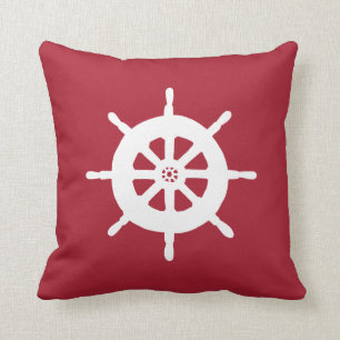 Nautical Red Sierkussen Ship's Wheel