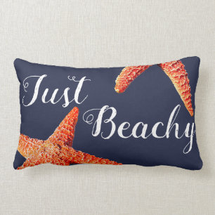 Nautical Red Starfish Just Beachy Script Kussen