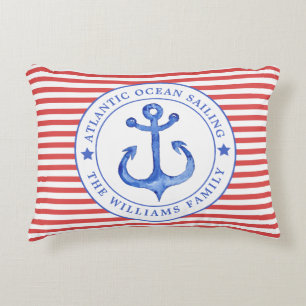 Nautical Red Stripes persoonlijke lumbar Pillow Accent Kussen