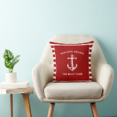 Nautical Red Welcome Aboard Name Anchor Kussen (Stoel)