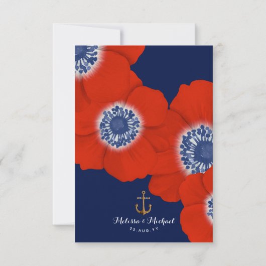 Nautical Red, White, and Blue Wedding Formal RSVP Kaartje (Achterkant)