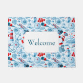 Nautical Red White & Blue Pattern | Jouw tekst toe Deurmat (Voorkant)