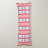 Nautical Red White Blue Sailing Anchor Bedding Lichaamskussen (Achterkant (Verticaal))