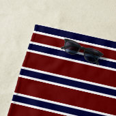 Nautical Red White Blue Striped Monogram Name Bath Strandlaken (In situ)