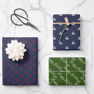 Nautical Red White en Green Inpakpapier Vel