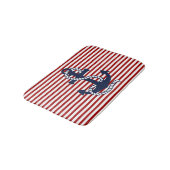 Nautical Red White Stripes en Blue Anchor Badmat (Gekanteld)