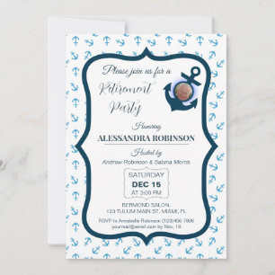 Nautical Retirement Photo & Anchor Navy Blue tones Kaart