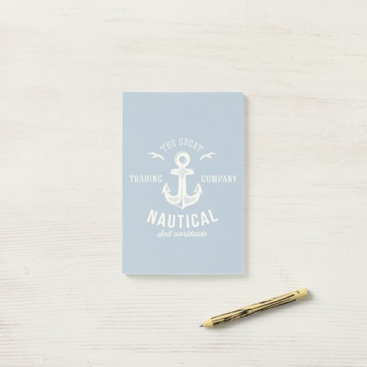Nautical Retro Logo Post-it® Notes (Op bureau)