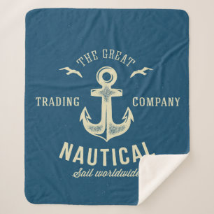 Nautical Retro Logo Sherpa Deken