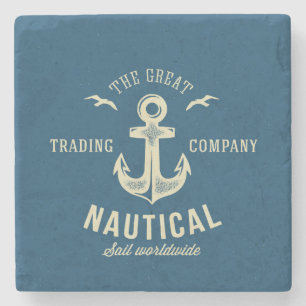 Nautical Retro Logo Stenen Onderzetter