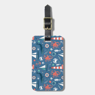 Nautical retro sailor giro patroon met ankers bagagelabel