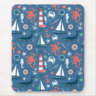 Nautical retro sailor giro patroon met ankers muismat
