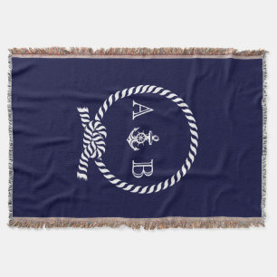 Nautical Rope and Anchor Monogram Deken