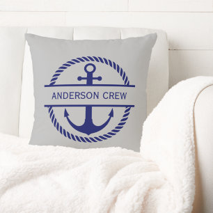 Nautical Rope & Anker Monogram Crew Kussen