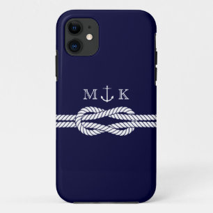 Nautical Rope en Anchor Monogram bij de marine iPhone 11 Hoesje