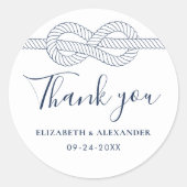 Nautical Rope Knot Dank u bruiloft Ronde Sticker (Voorkant)