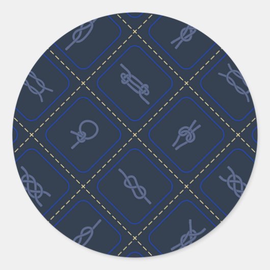 Nautical Rope Knot Pattern Ronde Sticker (Voorkant)