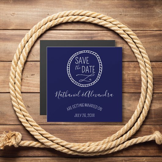 Nautical Rope met de datum opslaan Magnetische Uitnodiging